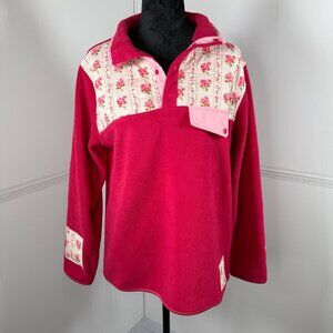 Happy Camp3r Floral Patch Snap Fleece Pullover NWT Size S